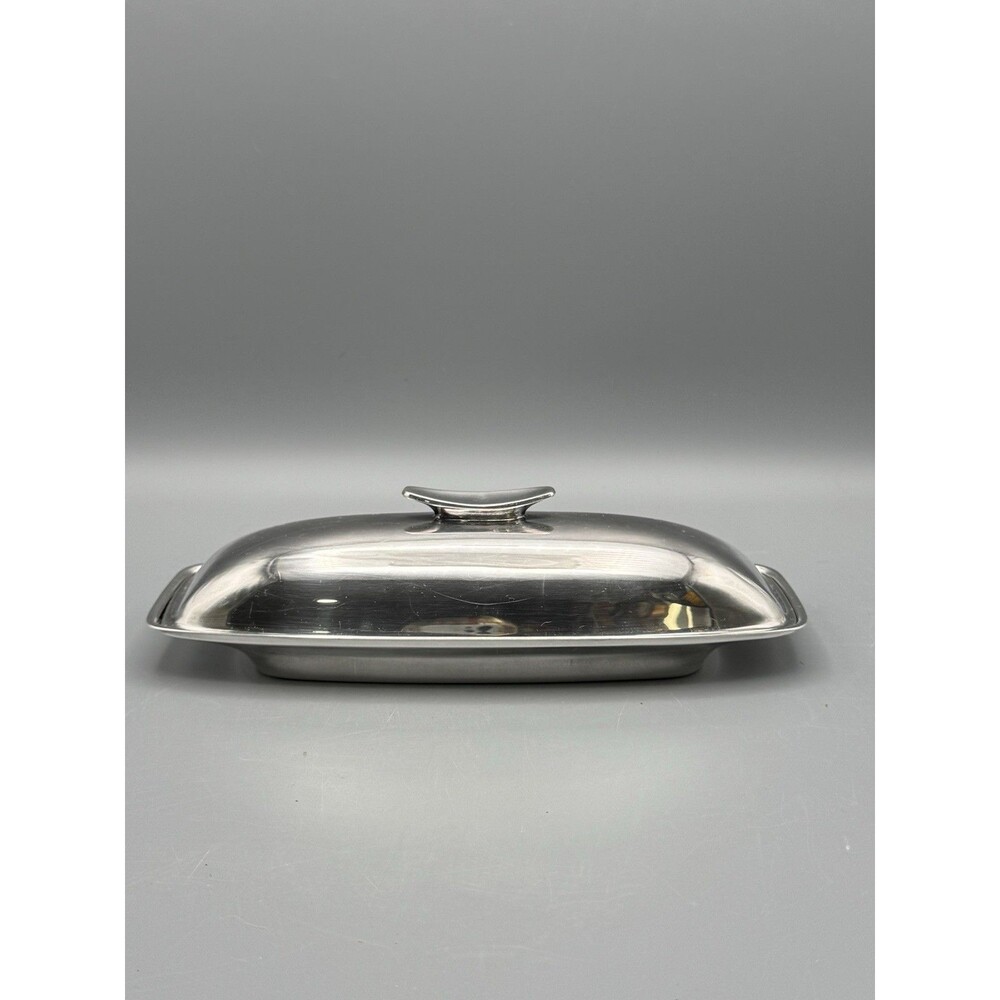 Vintage MCM Gorham Silverplate Butter Dish w/ Glass Liner YC775